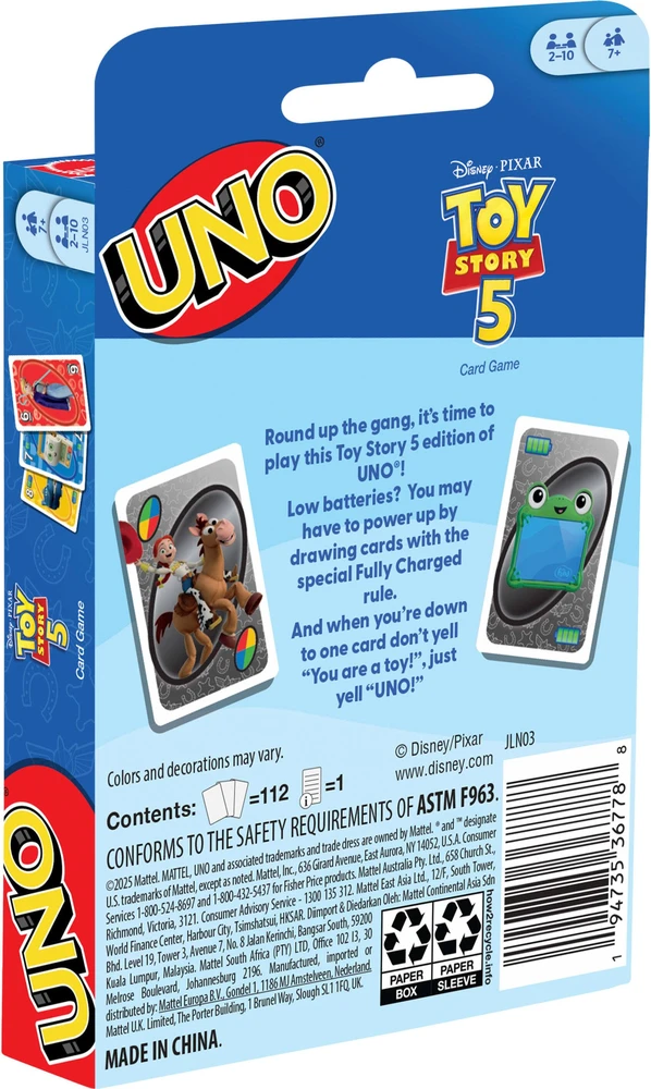 Mattel Games - UNO Žaislų istorija 5 (JLN03)