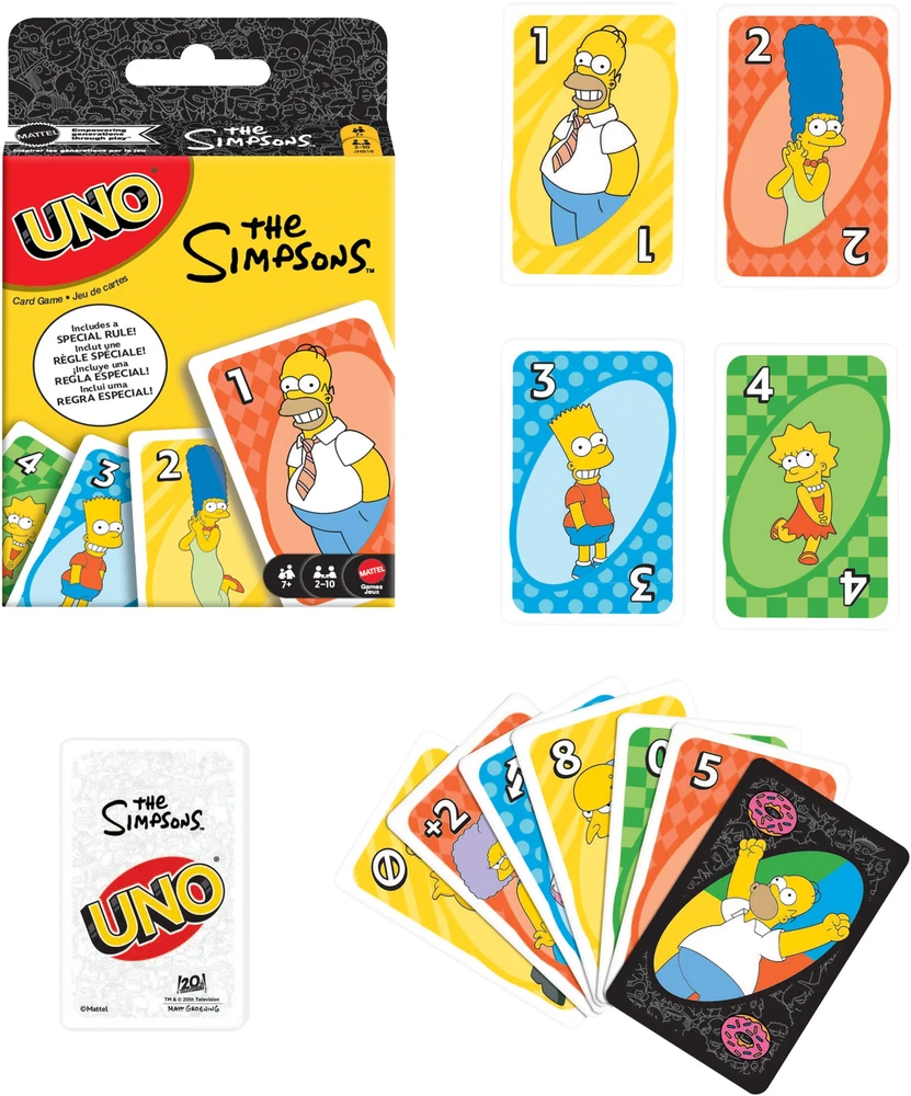 Žaidimas - Mattel UNO The Simpsons 112 kortų specialus taisyklė "Woo-hoo! D'OH!"