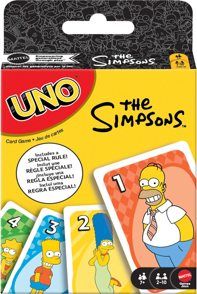 Žaidimas - Mattel UNO The Simpsons 112 kortų specialus taisyklė "Woo-hoo! D'OH!"
