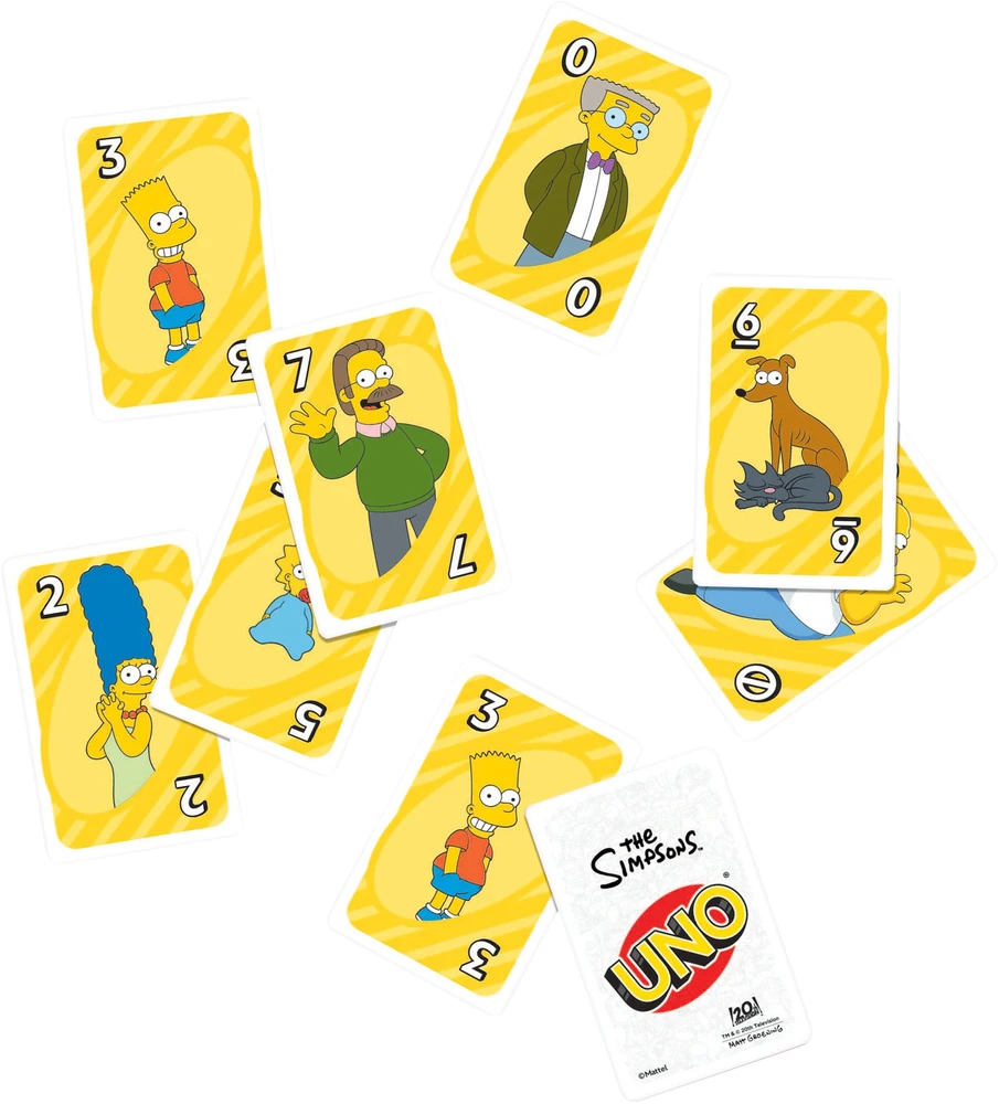 Žaidimas - Mattel UNO The Simpsons 112 kortų specialus taisyklė "Woo-hoo! D'OH!"