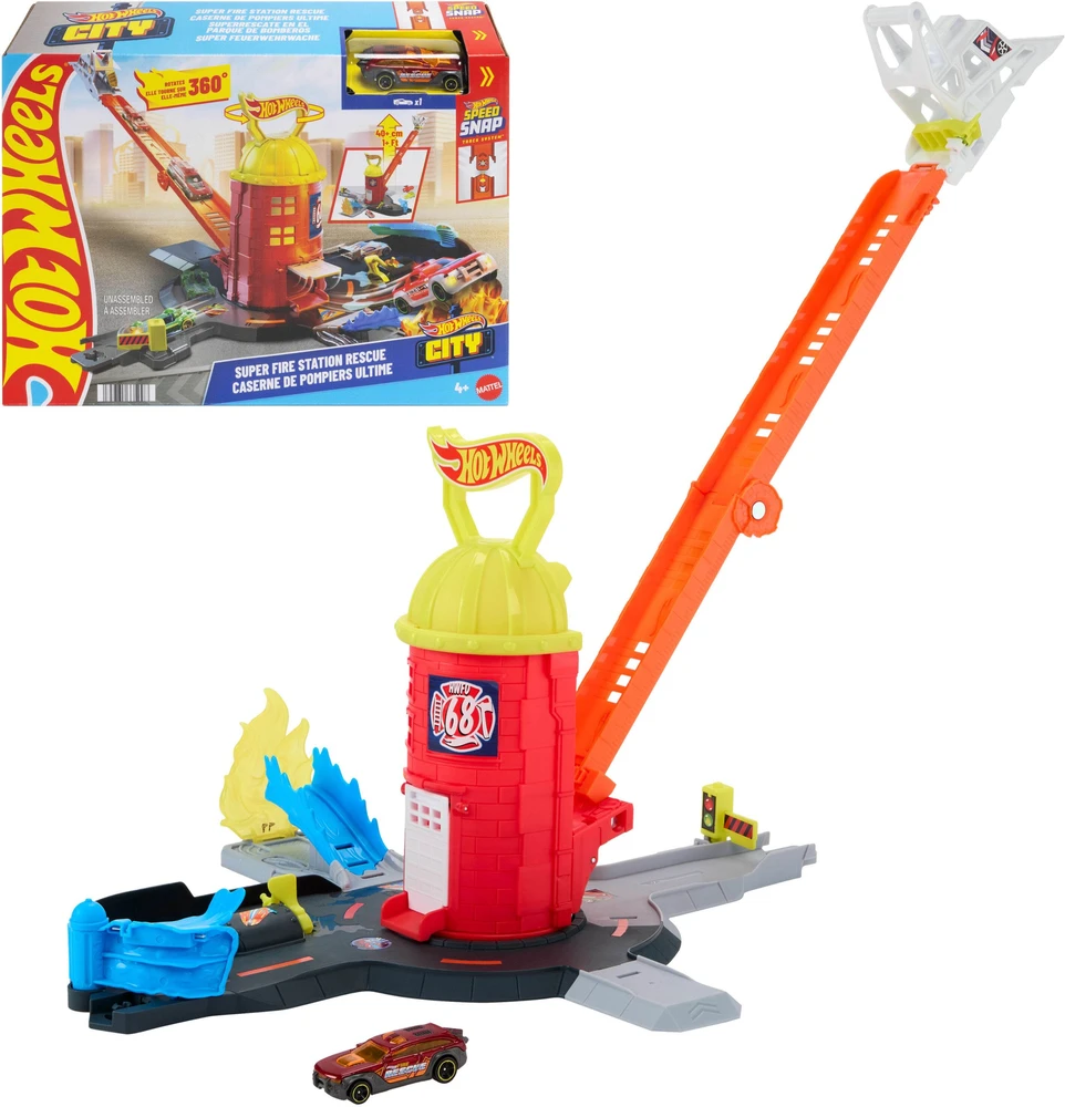 Mattel HOT WHEELS CITY rinkinys – Super gaisrinės stotis (JHL95)