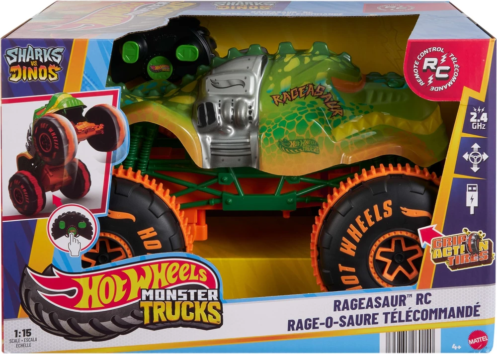 Mattel HOT WHEELS MONSTER TRUCKS RC automobilis – Rageazauras (JBH03)