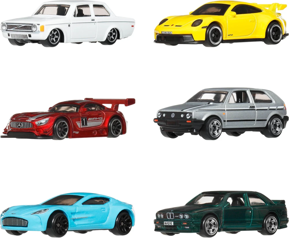Mattel HOT WHEELS šešių europietiškų automodeliukų rinkinys (JLB25)