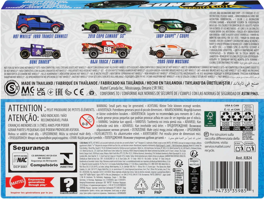 Mattel HOT WHEELS šešių legendinių automodeliukų rinkinys (JLB24)
