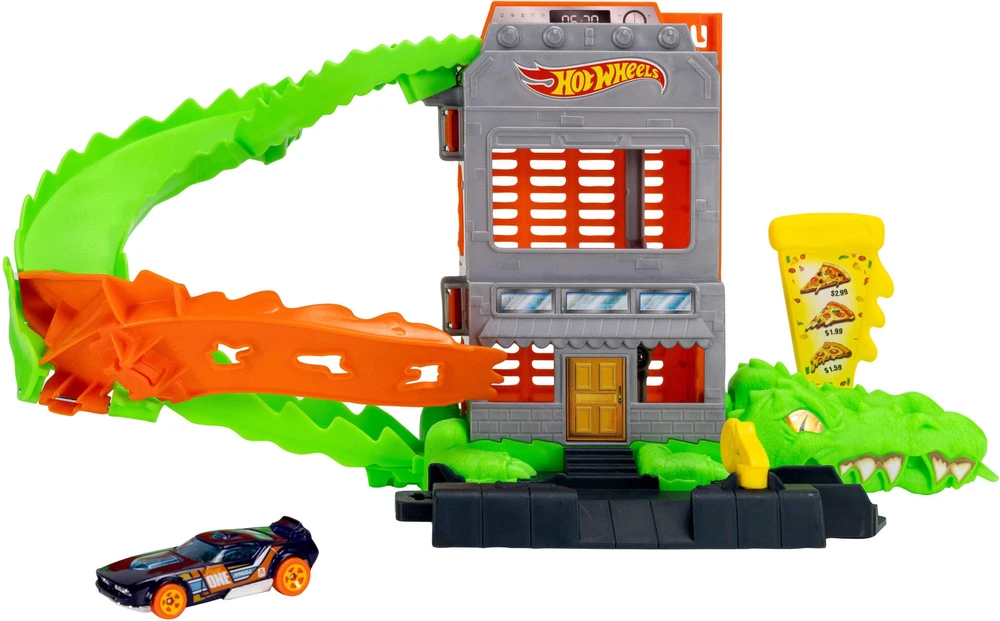 Mattel Žaislinis Hot Wheels automobilis krokodilo ataka picerijoje