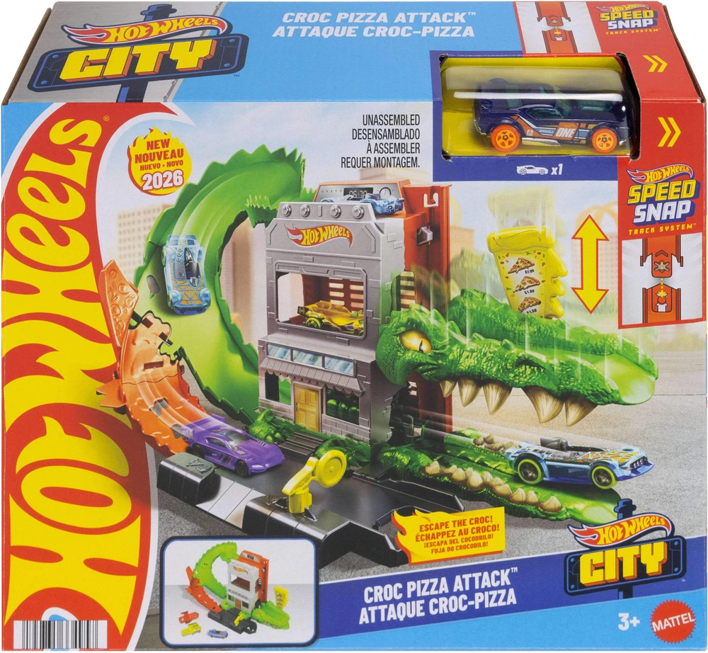 Mattel Žaislinis Hot Wheels automobilis krokodilo ataka picerijoje