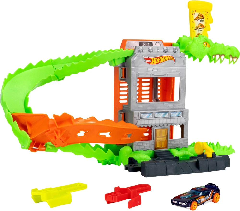 Mattel Žaislinis Hot Wheels automobilis krokodilo ataka picerijoje