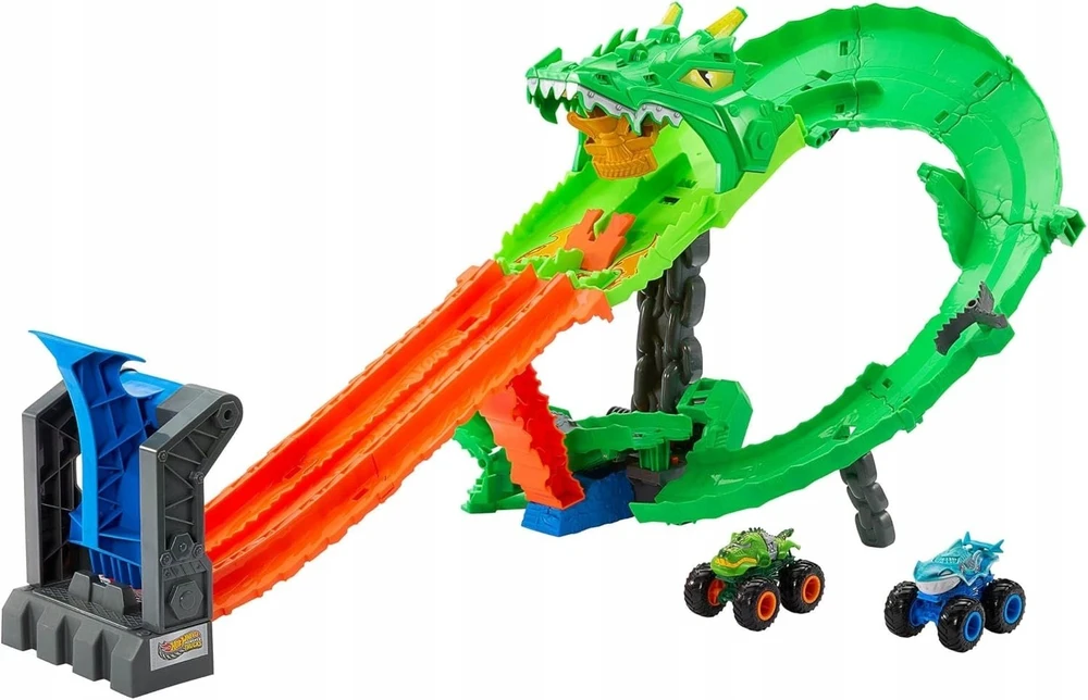 Mattel Žaisliniai Hot Wheels Monster Trucks dinozaurų ir ryklių rinkinys