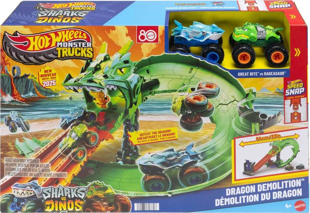 Mattel HOT WHEELS MONSTER TRUCKS rinkinys – Drakono sunaikinimas (JFR06)
