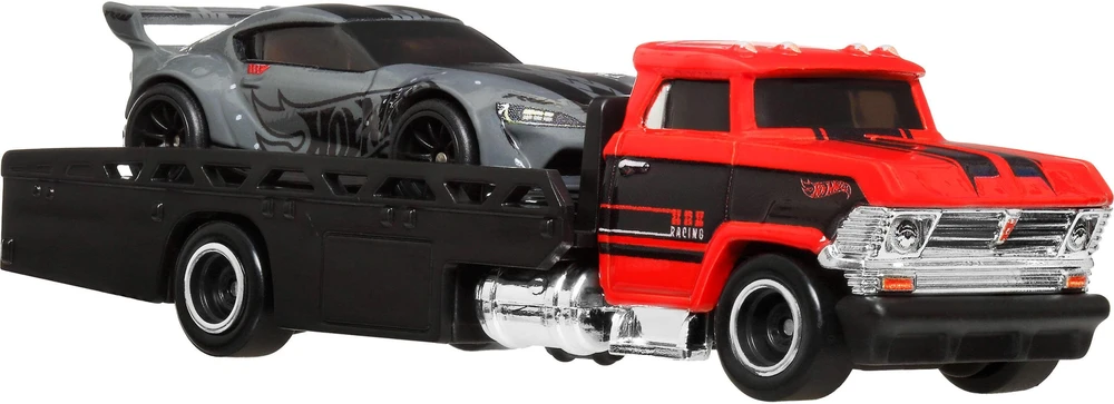 Žaislai, žaidimai ir kolekcionavimas - Hot Wheels Premium Horizon Hauler (Mattel, Toyota GR Supra, Datsun, Porsche)