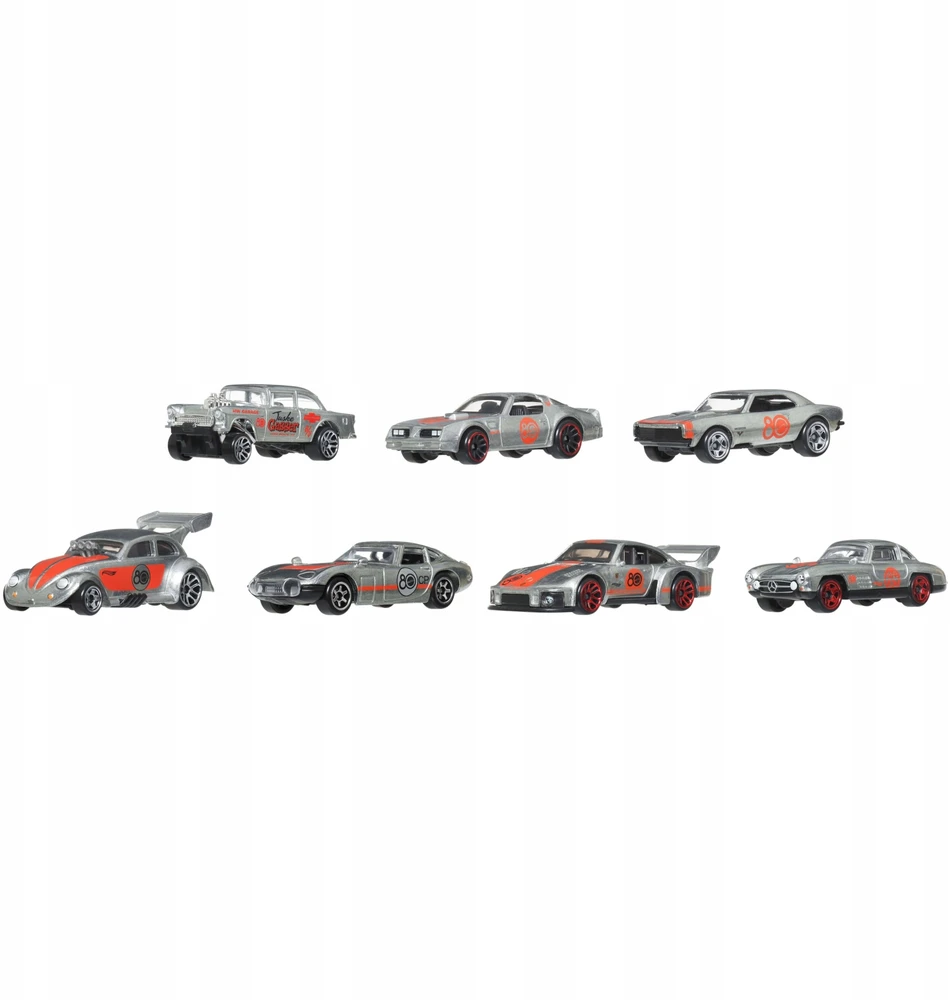 Mattel „Hot Wheels“ pakartoja klasikinį 7 metalinių transporto priemonių rinkinį „Sidabrinis Series“