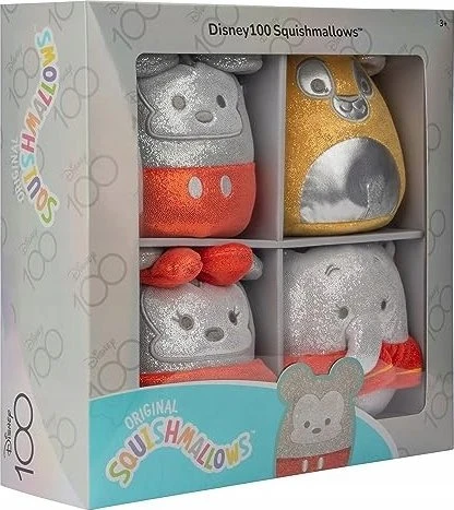 Mattel Squishmallows,Disney Minkšti saldainiai - 13 cm Disney 100 4 vnt. pakuotė (230233)