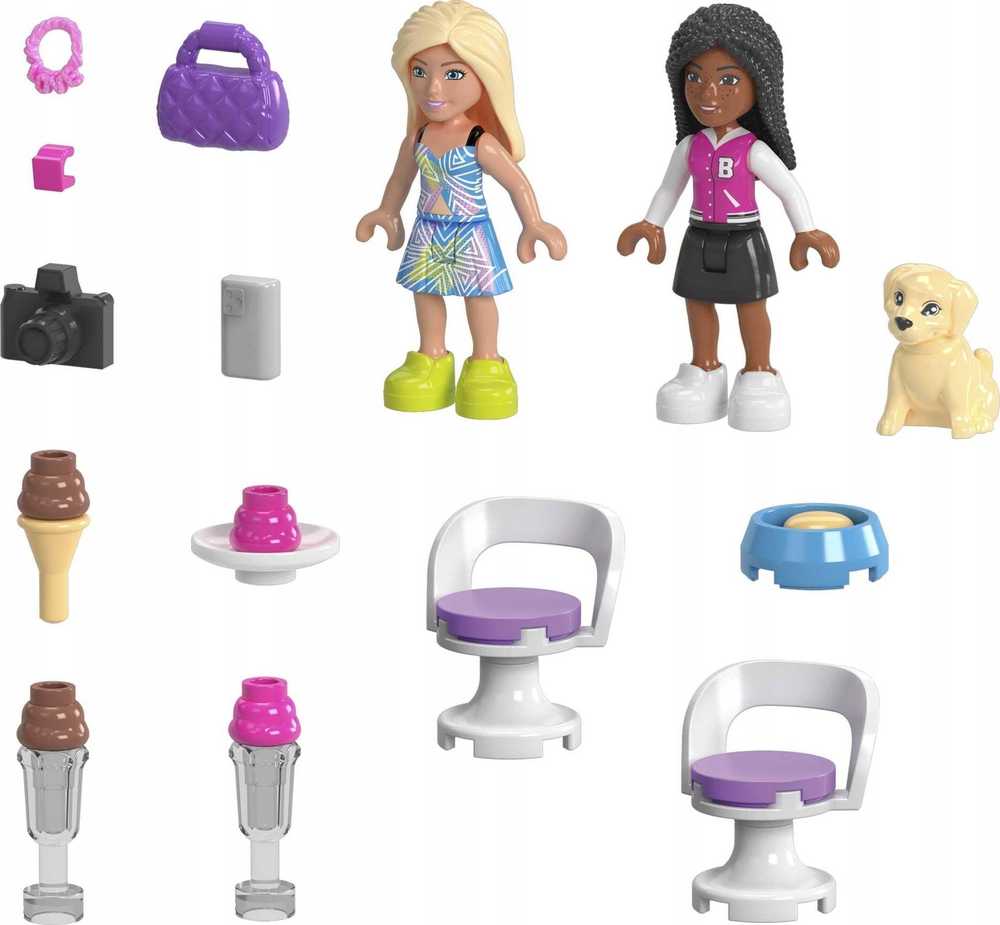 Mattel Mega Bloks Barbie Blocks kabrioleto rinkinys ir ledų stovas HPN78