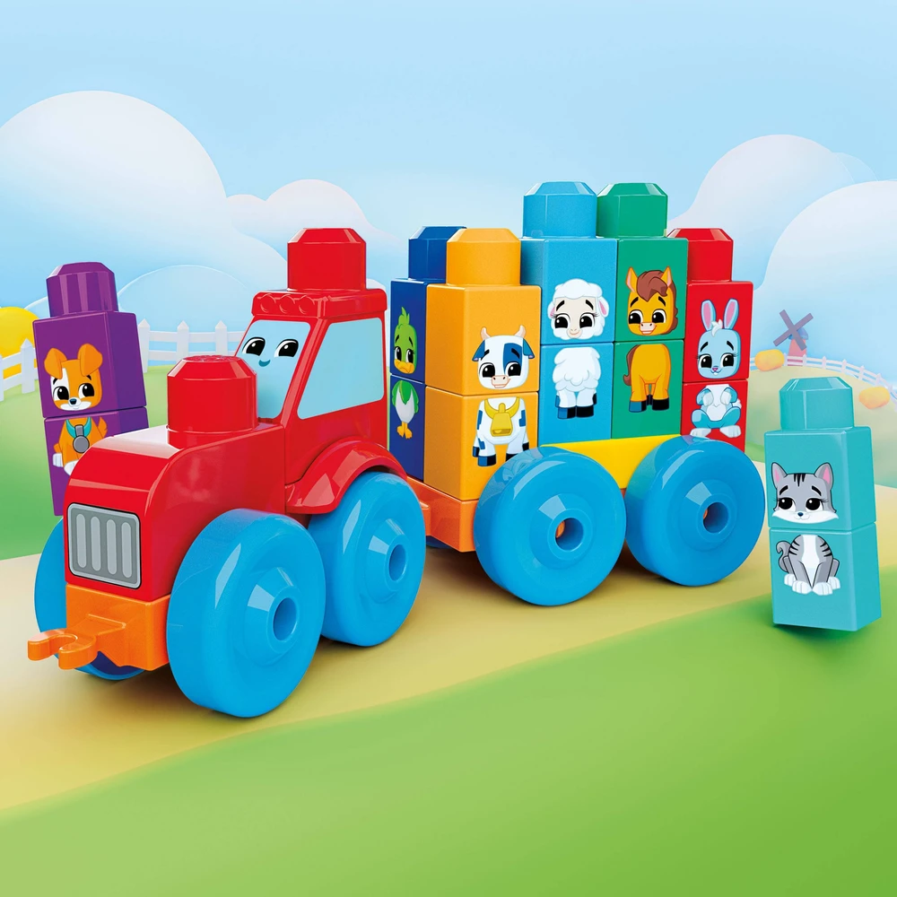 Mattel MEGA BLOKS konstruktorius – traktorius su gyvūnėliais (JKG33)