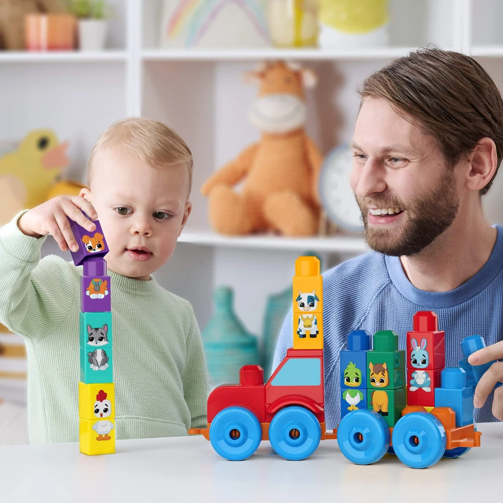 Mattel MEGA BLOKS konstruktorius – traktorius su gyvūnėliais (JKG33)