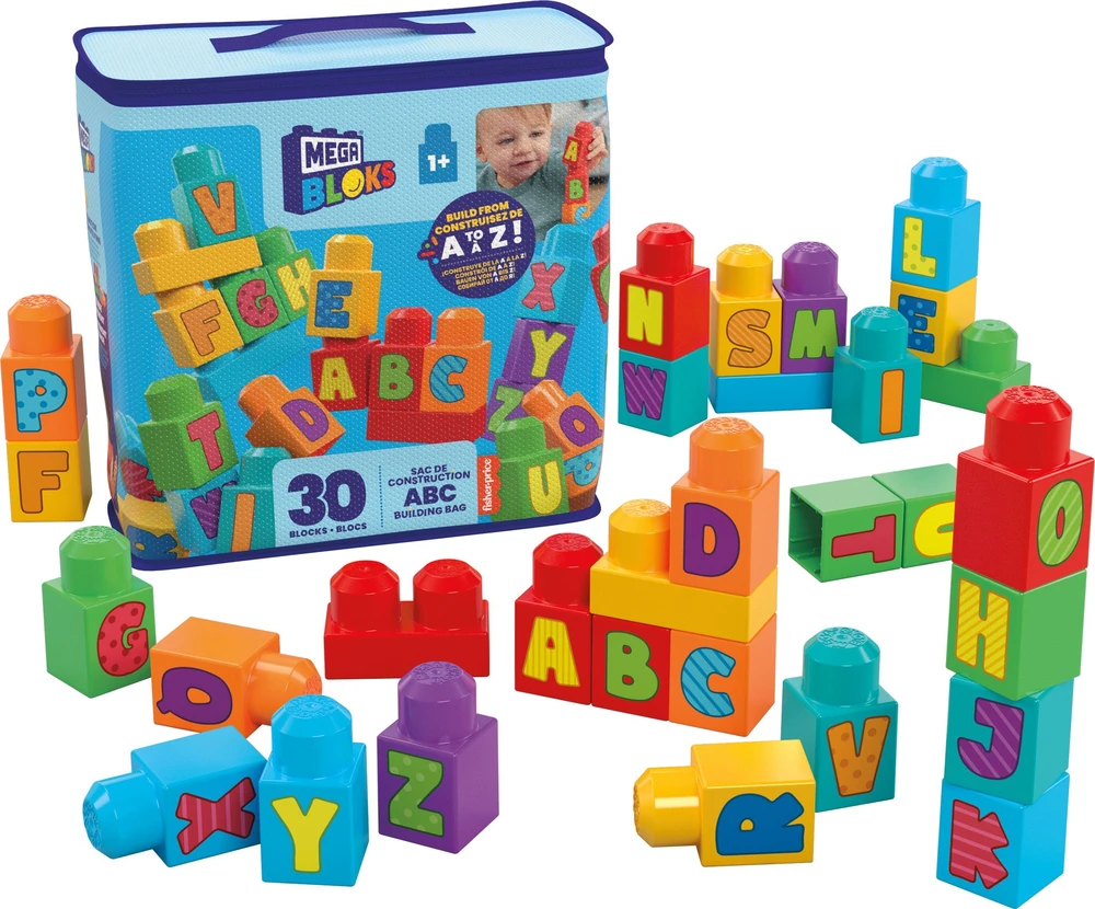 Mattel MEGA BLOKS kaladėlių rinkinys ABC (krepšyje 30 det.) (HRR60)