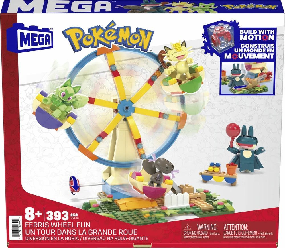 Mattel MEGA - Pokémon konstruktoriaus rinkinys Ferris ratas su figūrėlėmis - 393 detalės (HXF80)