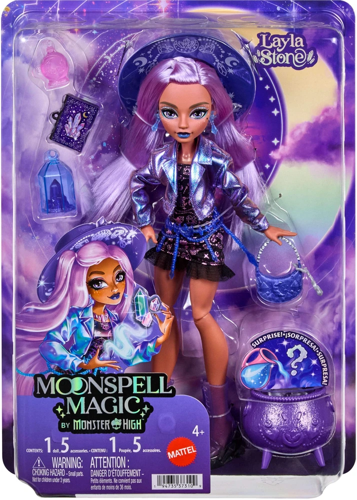 Mattel MONSTER HIGH MOONSPELL MAGIC lėlė Layla - kristalų kerėtoja (JMB90)