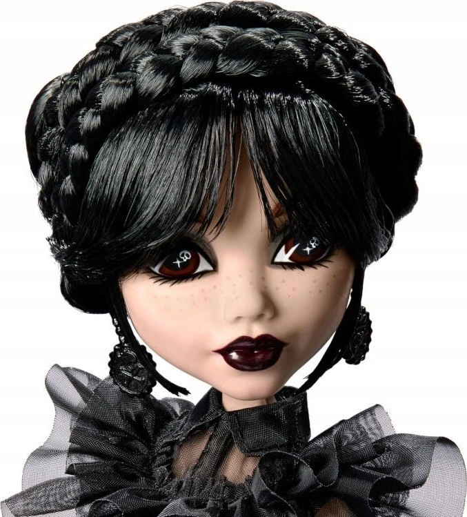 Žaislinė lelė Mattel „Monster High X Wednesday“ Trečiadienė su juoda suknele, 27 cm