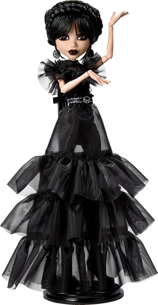 Žaislinė lelė Mattel „Monster High X Wednesday“ Trečiadienė su juoda suknele, 27 cm