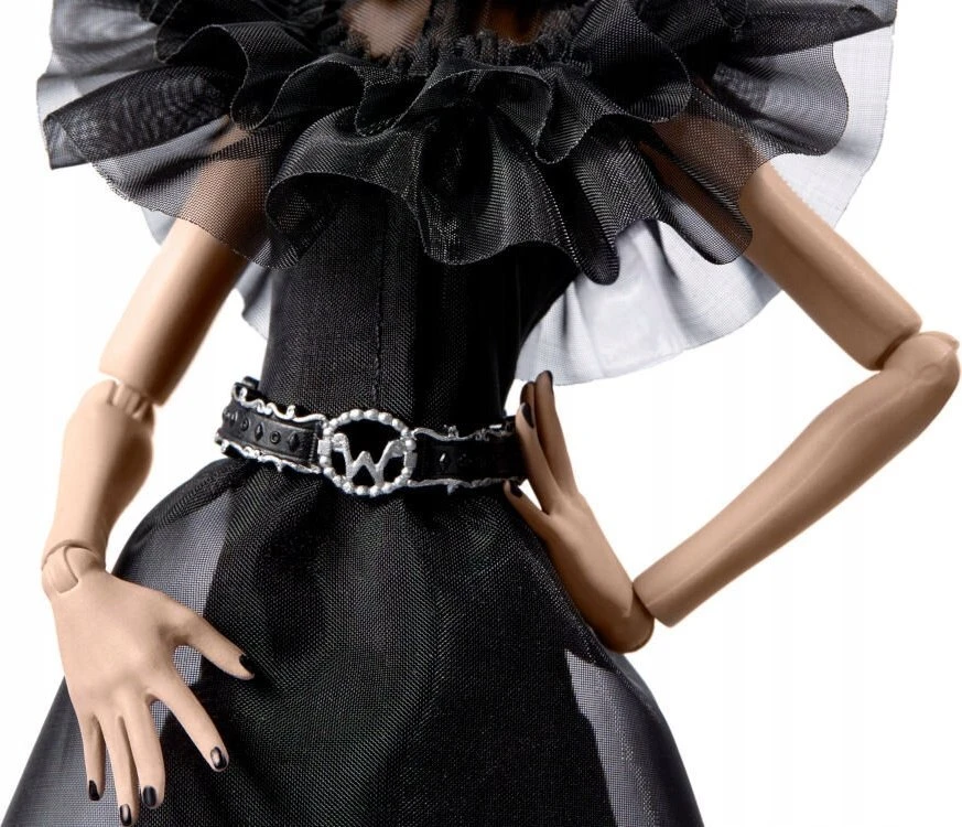 Žaislinė lelė Mattel „Monster High X Wednesday“ Trečiadienė su juoda suknele, 27 cm