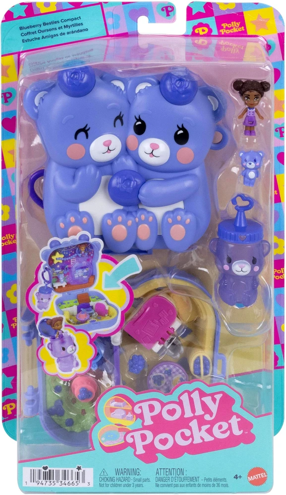 Polly Pocket - Core Compact, mėlynas, "Beary Besties" lėlių namelis (JKC48)