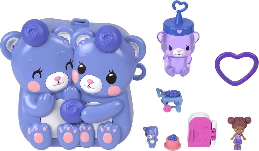 Polly Pocket - Core Compact, mėlynas, "Beary Besties" lėlių namelis (JKC48)
