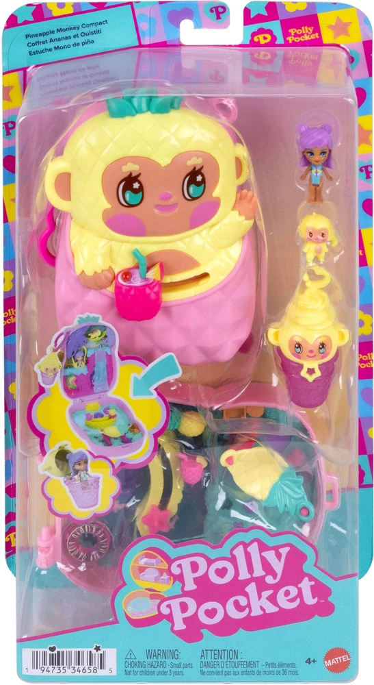 Polly Pocket žaisliukas „Core Compact“ su ananasais ir beždžionėmis, Colada (JKC49)