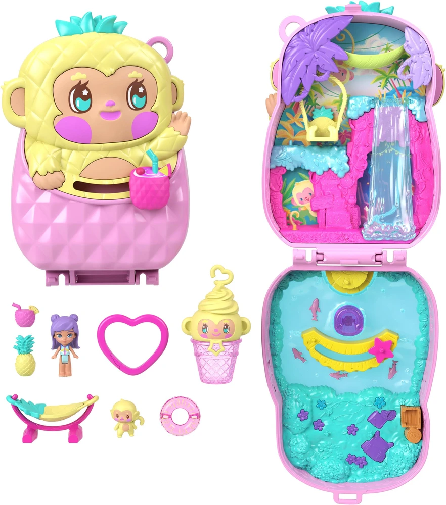 Polly Pocket žaisliukas „Core Compact“ su ananasais ir beždžionėmis, Colada (JKC49)