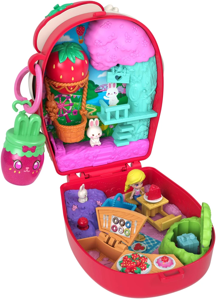 Polly Pocket – kompaktiškas braškių zuikučio krepšelis (JKC47)
