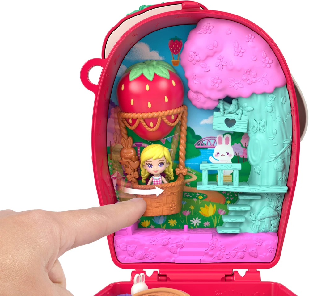 Polly Pocket – kompaktiškas braškių zuikučio krepšelis (JKC47)