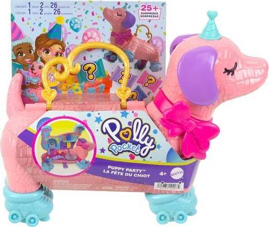 Mattel POLLY POCKET DOG PARTY RINKINYS KOMPAKTINIS LAGAMINAS + PRIEDAI 4+