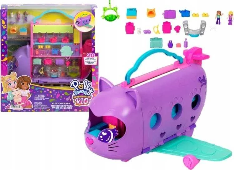 Mattel POLLY POCKET katinėlio lėktuvo žaidimų rinkinys (HWP19)