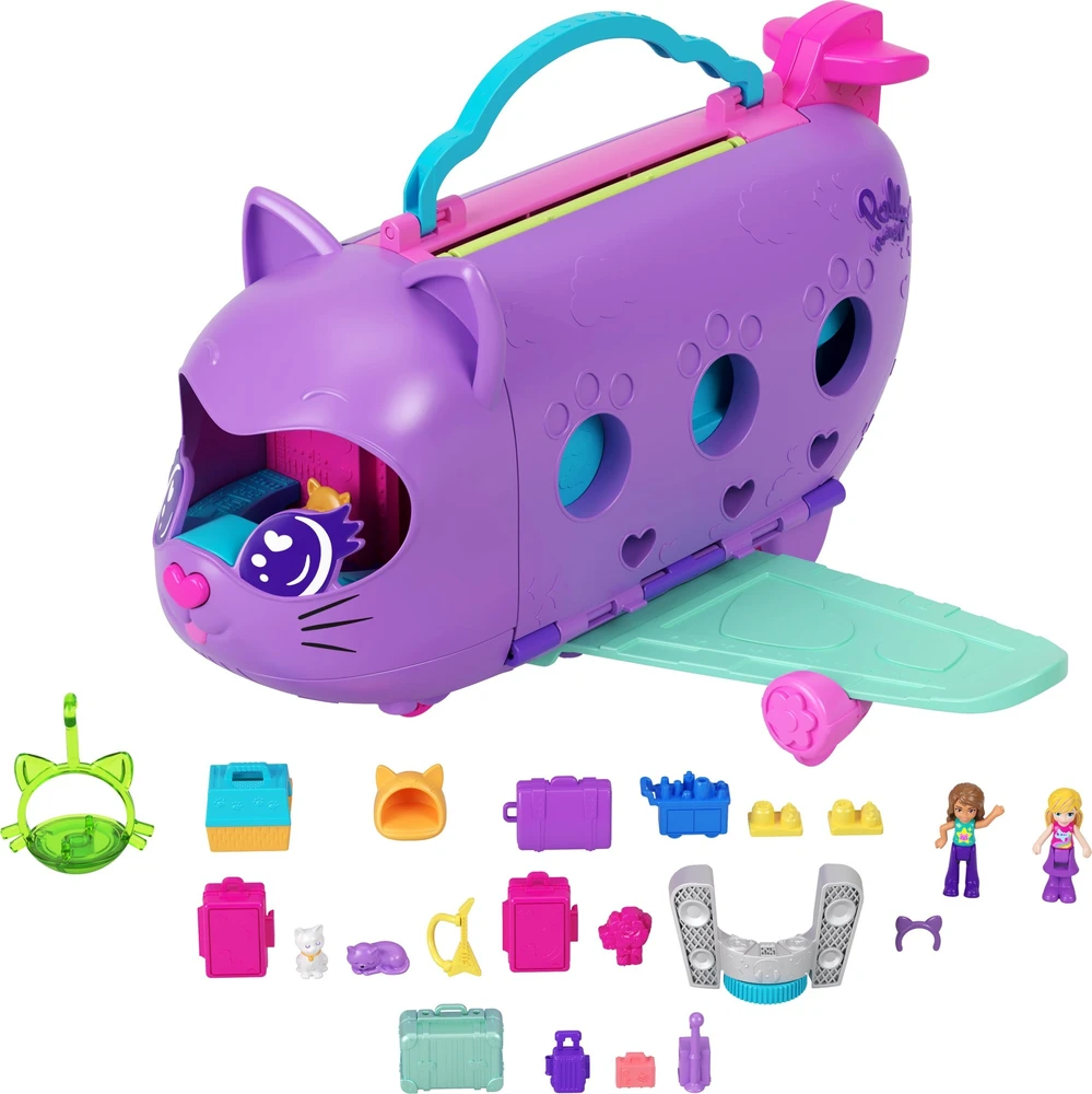 Mattel POLLY POCKET katinėlio lėktuvo žaidimų rinkinys (HWP19)