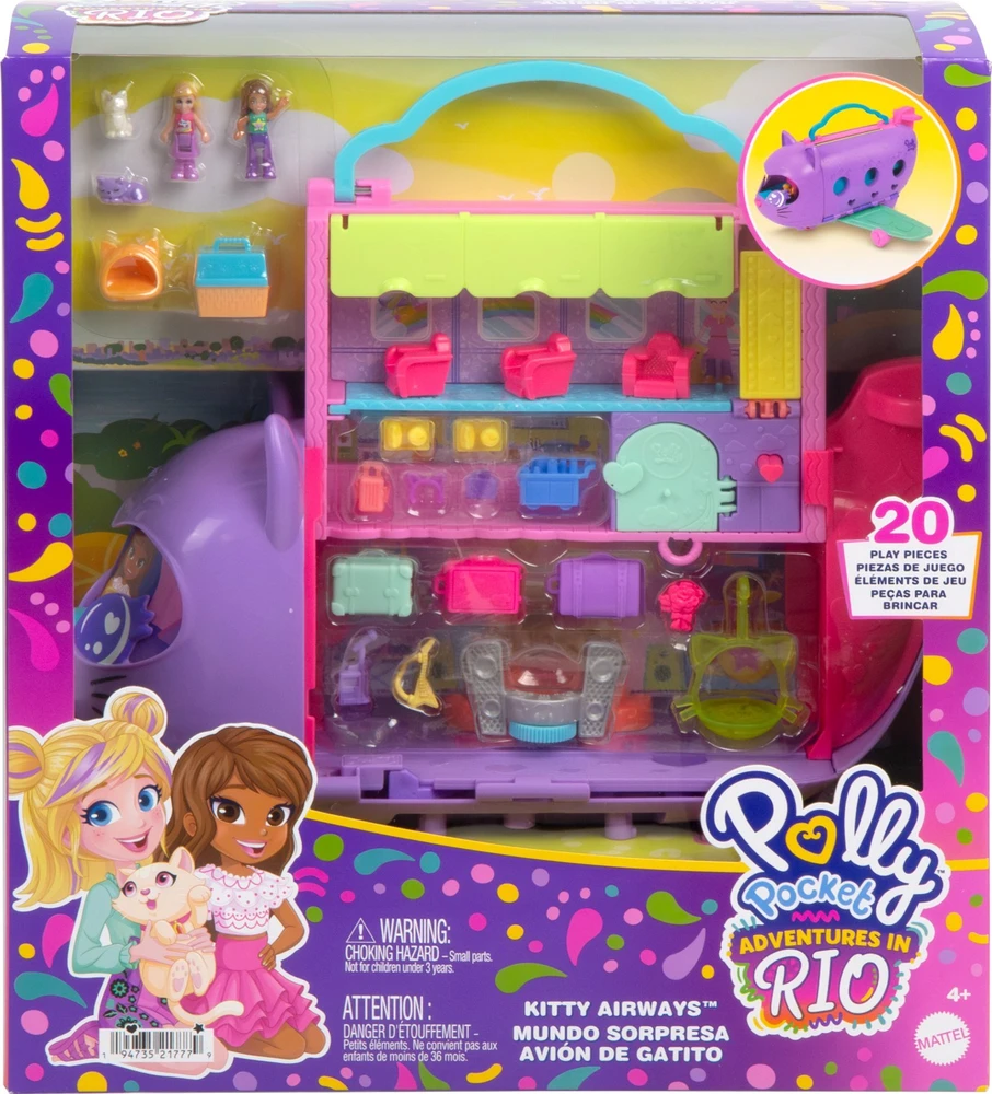Mattel POLLY POCKET katinėlio lėktuvo žaidimų rinkinys (HWP19)