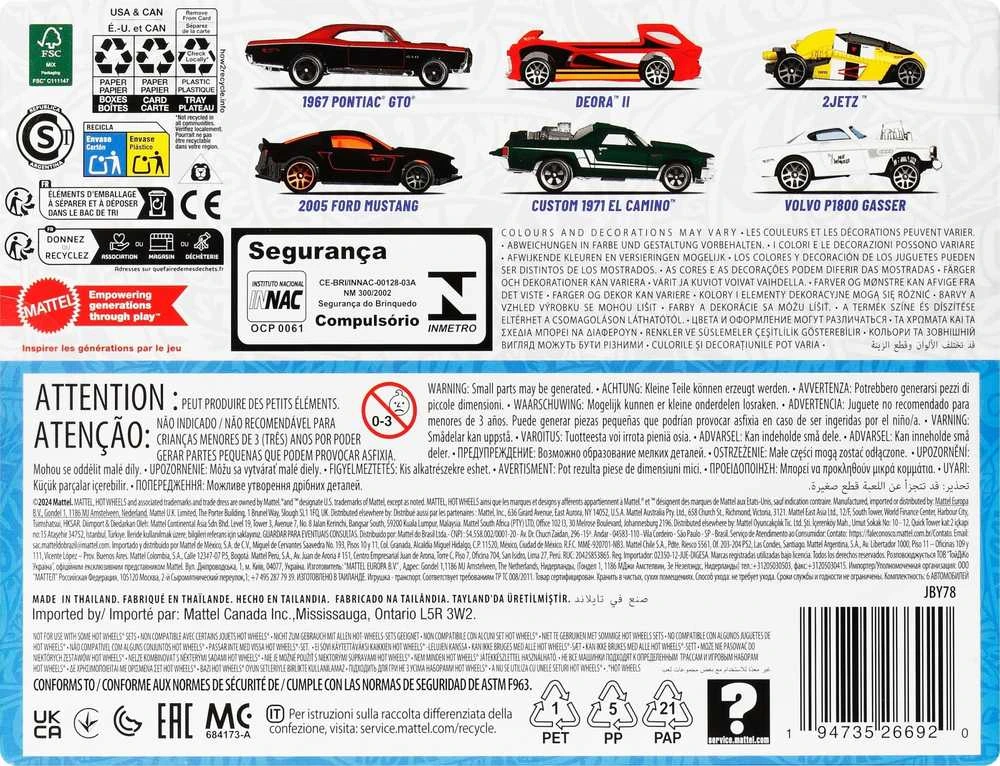 Mattel HOT WHEELS šešių legendinių automodeliukų rinkinys (JBY78)