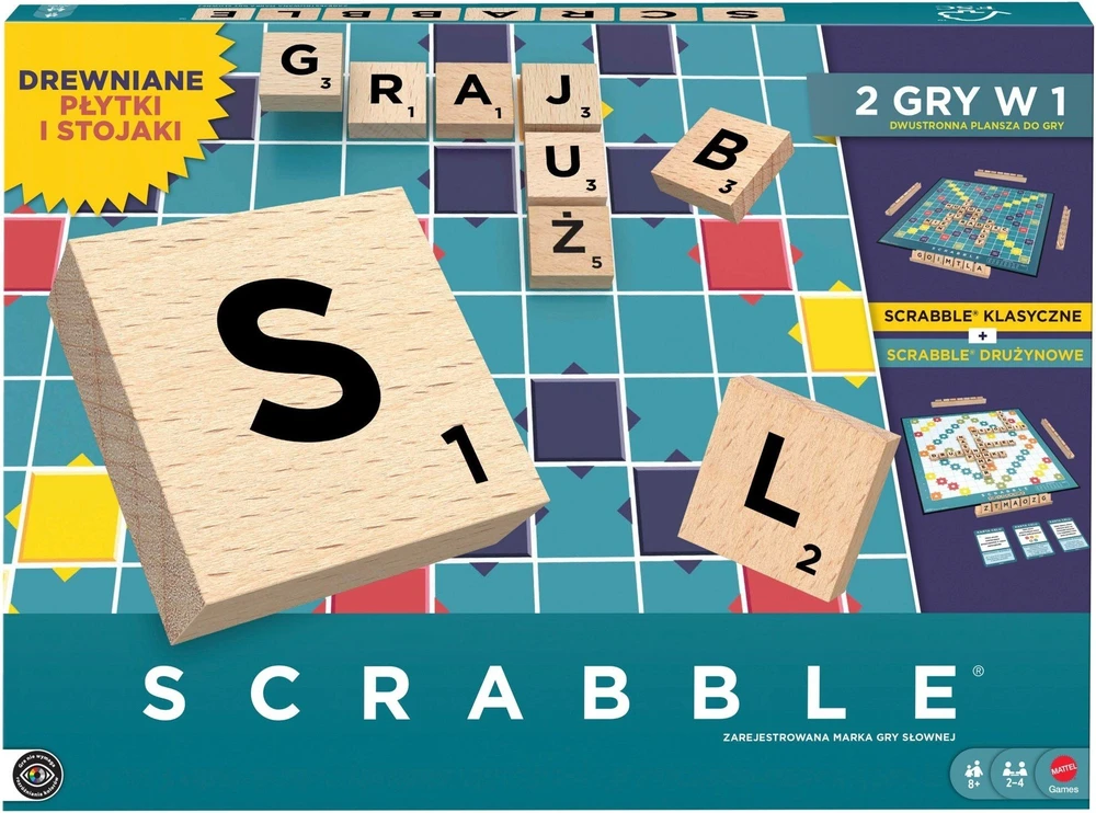 Mattel Scrabble drewniane płytki (JGR65)
