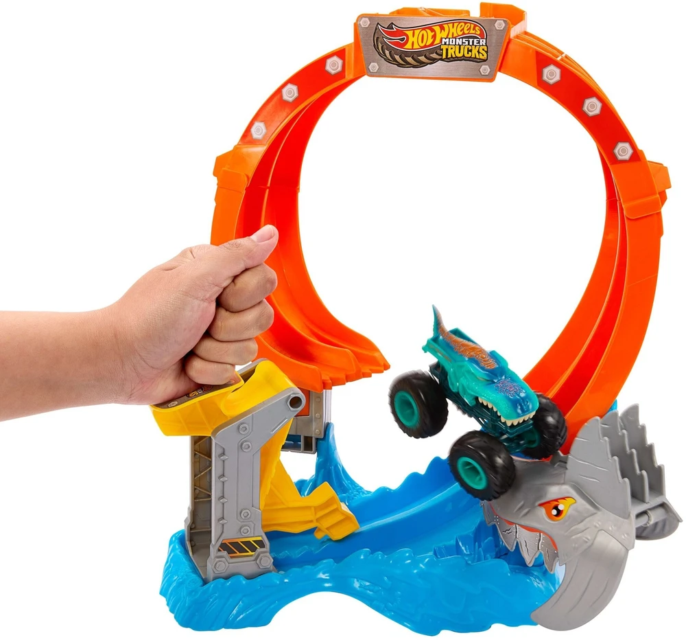 Mattel „Hot Wheels“ trasa „Corkscrew Shark Smash JFR08“
