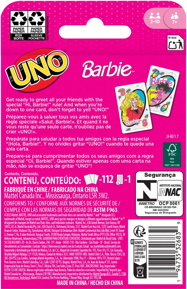 Mattel *****UNO gra karciana Barbie JHB17 /8