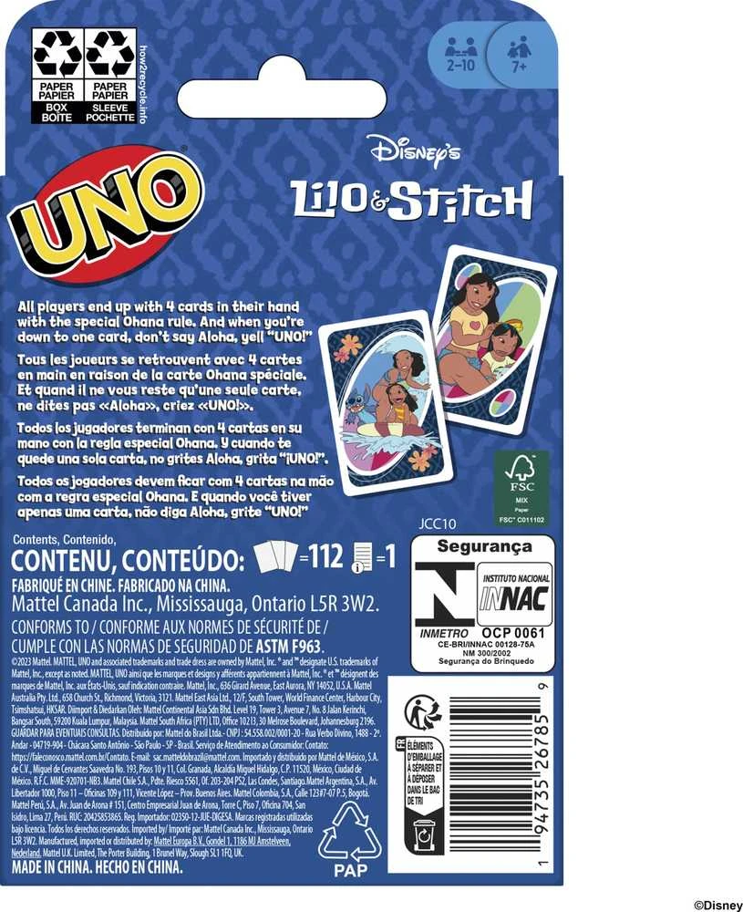 Mattel UNO Disney Lilo ir Stitch vakarėlių kortų žaidimas