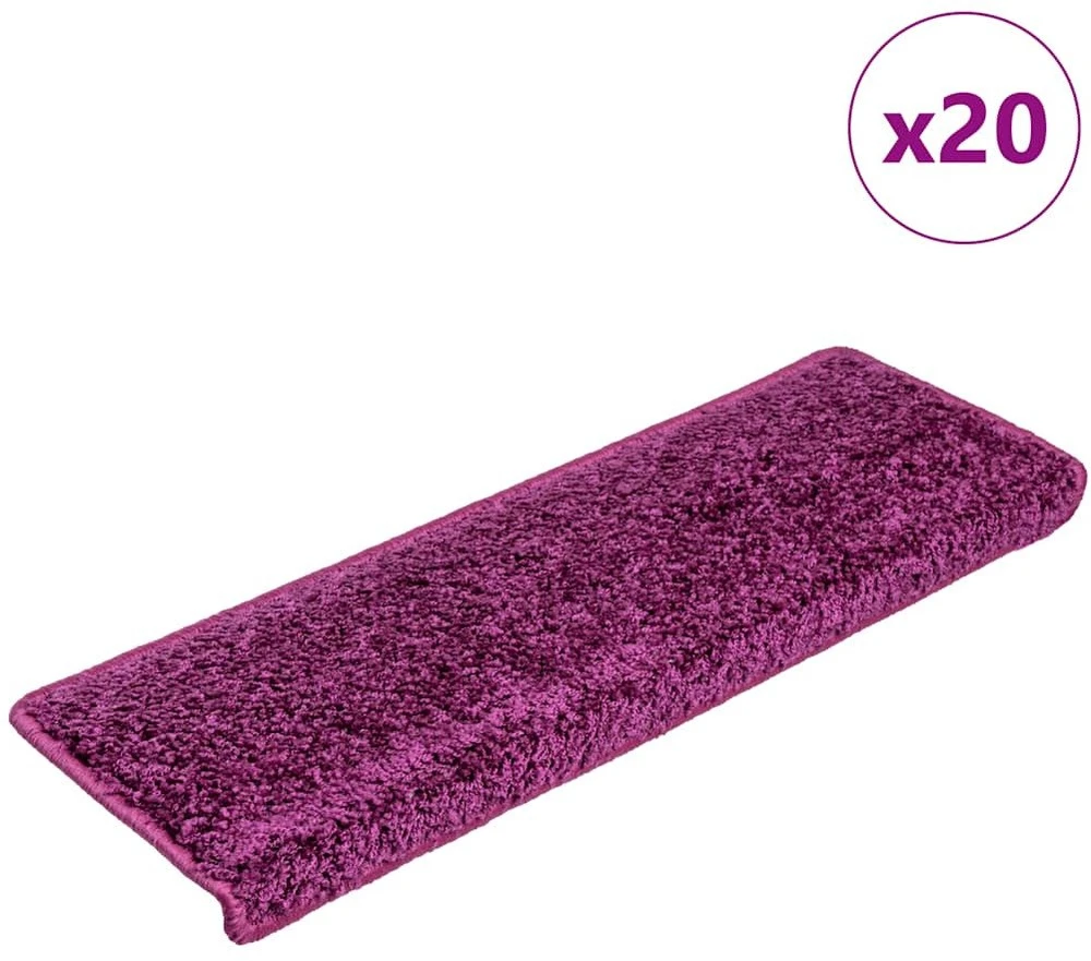 Laiptų kilimėliai, 20 vnt., 65x21x4 cm, violetiniai, stačiakampiai kraštai