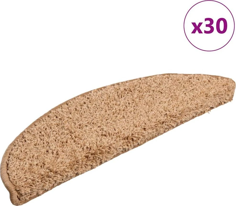 Laiptų kilimėliai, 30 vnt., 56x17x3 cm, smėlio spalvos, pusapvaliai