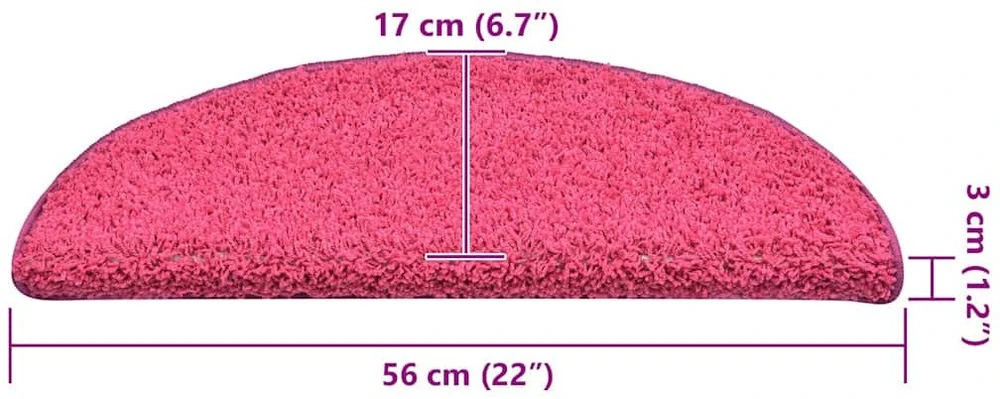 Laiptų kilimėliai, 30 vnt., 56x17x3 cm, rožiniai, pusapvaliai