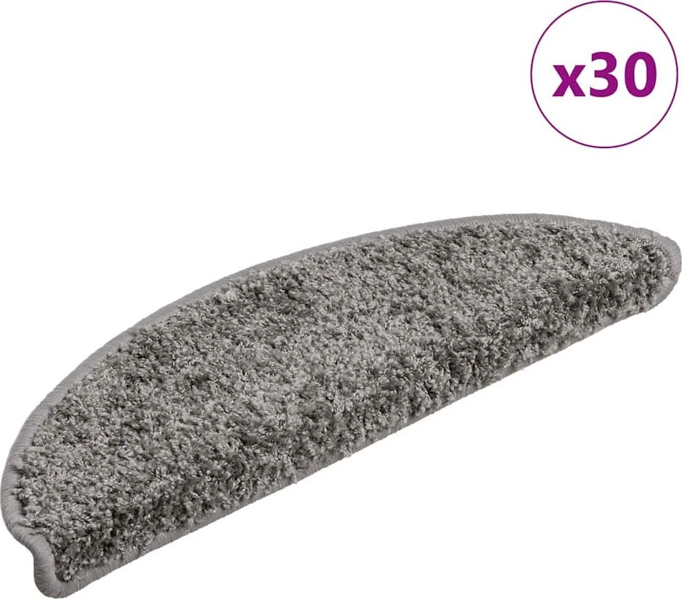 Laiptų kilimėliai, 30 vnt., pilki, 56x17x3 cm, pusapvaliai