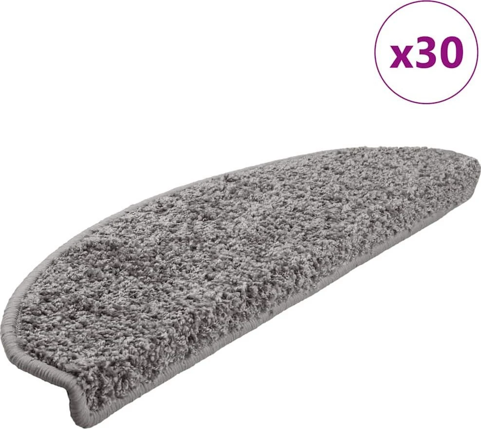 Laiptų kilimėliai, 30 vnt., pilki, 65x21x4 cm, dideli, pusapvaliai