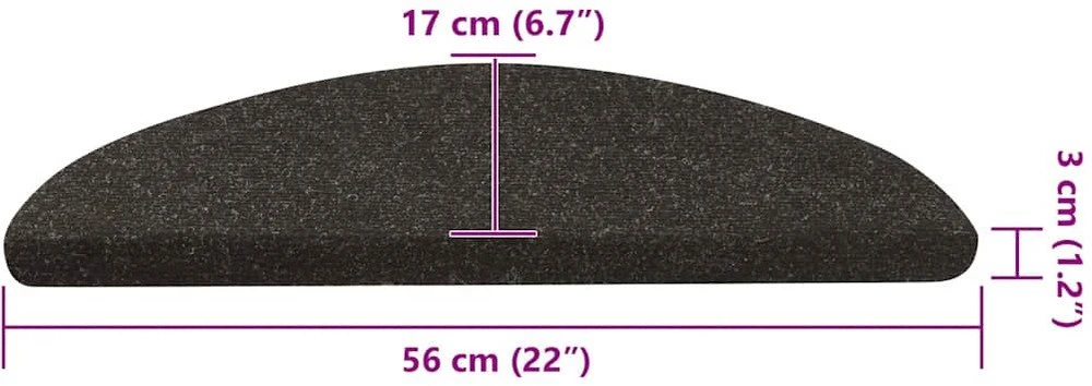 Lipnūs laiptų kilimėliai, 20 vnt., juodos spalvos, 56x17x3cm