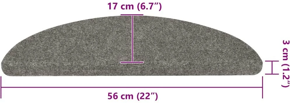Lipnūs laiptų kilimėliai, 20vnt., pilki, 56x17x3cm