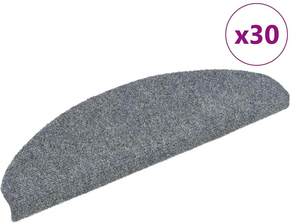Laiptų kilimėliai, lipnūs, 30 vnt., 65x21x4 cm, šviesiai pilki, pusapvaliai, dideli
