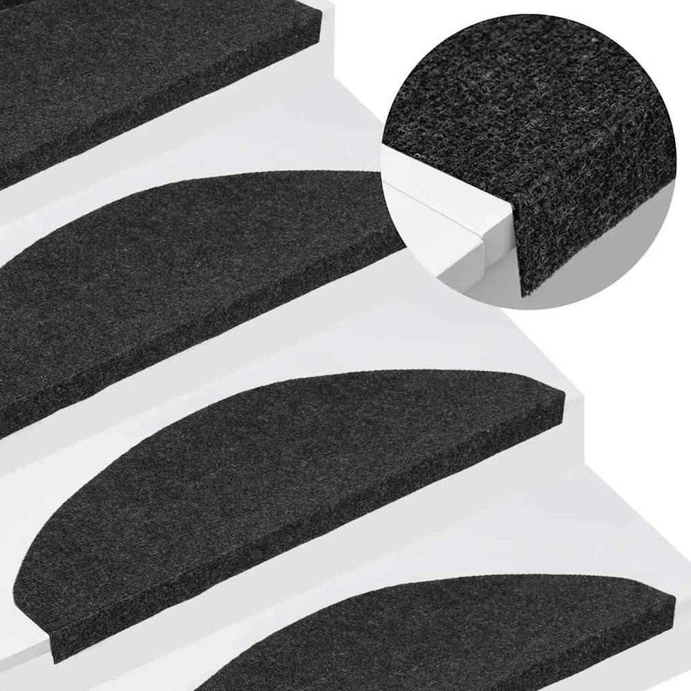 Lipnūs laiptų kilimėliai, 30vnt., juodi, 65x22,5x3,5cm
