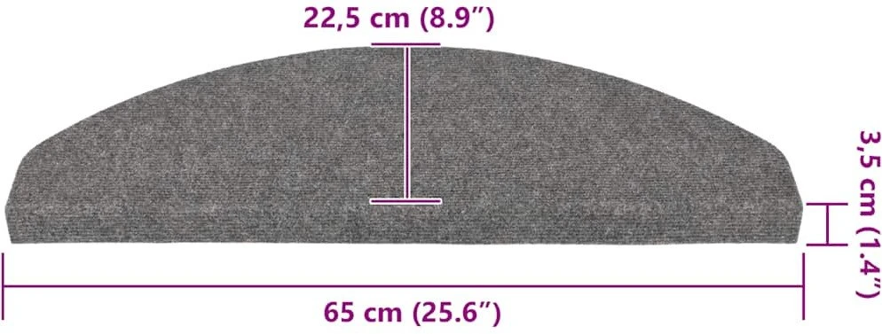 Lipnūs laiptų kilimėliai, 30vnt., pilki, 65x22,5x3,5cm